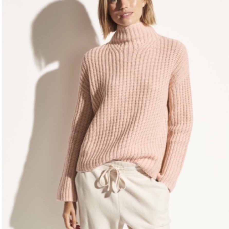 Vince Lofty River Pink Turtleneck Sweater Cashmere And Wool Size M
